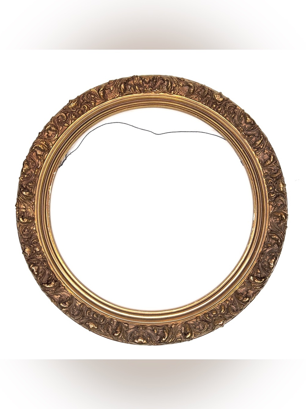 Round Ornate Wooden Hanging Picture Frame Gold Gilt For Art Painting 12" Antique
